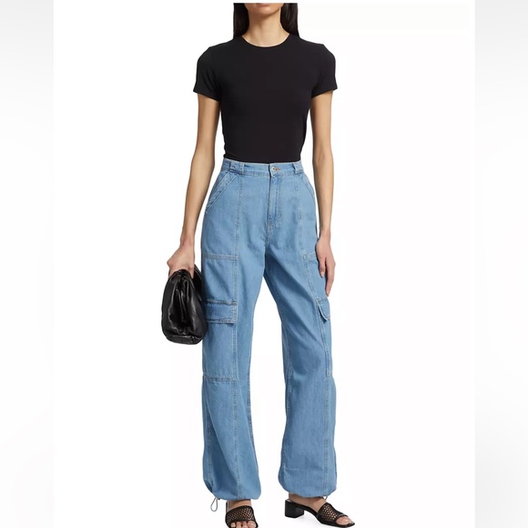 Jonathan Simkhai Standard Denim Cargo Pants - Picture 1 of 12